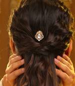 Gold plated kundan hair clip