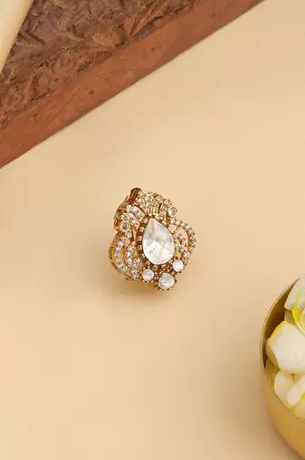 Gold plated kundan hair clip