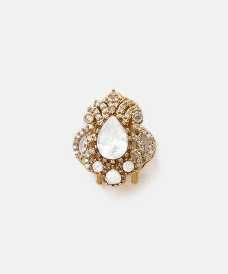 Gold plated kundan hair clip 3