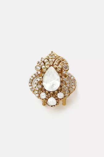 Gold plated kundan hair clip