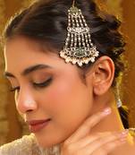 Gold plated kundan green stones passa