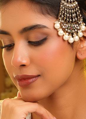 Gold plated kundan multicolor stones passa 1