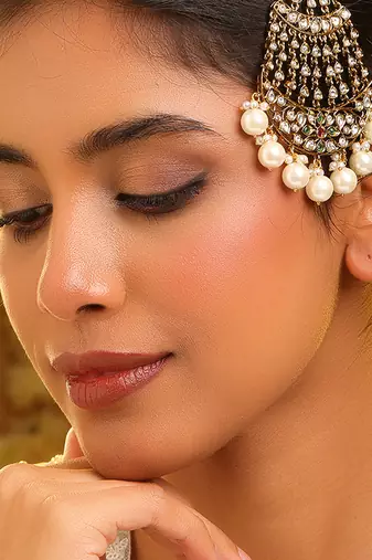 Gold plated kundan multicolor stones passa