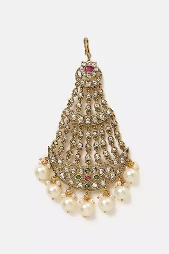Gold plated kundan multicolor stones passa