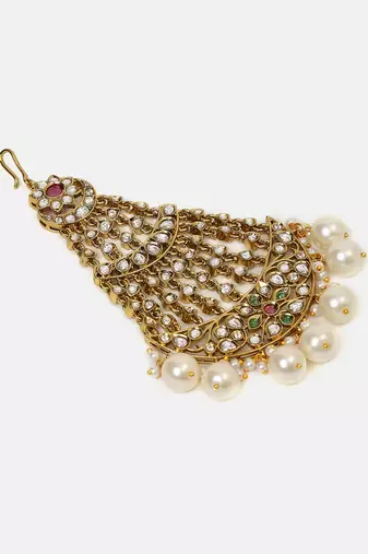 Gold plated kundan multicolor stones passa
