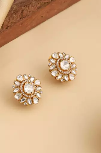 Gold plated kundan studs