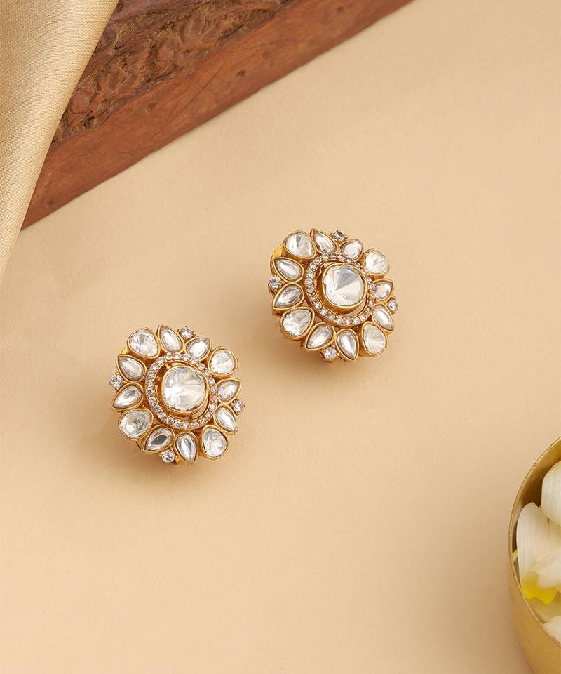 Gold plated kundan studs