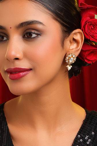 Gold plated kundan earrings