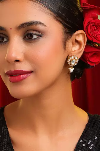 Gold plated kundan earrings