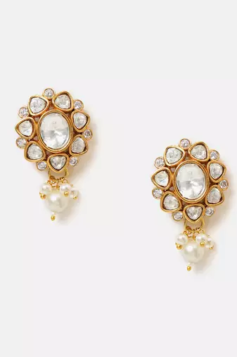 Gold plated kundan earrings