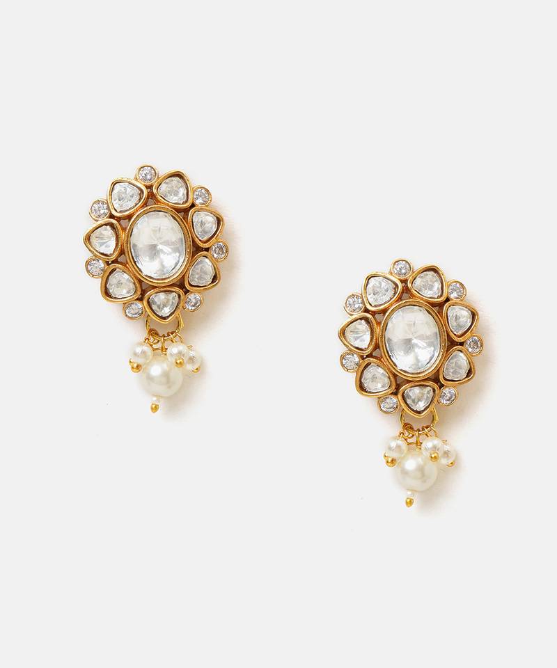 Gold plated kundan earrings
