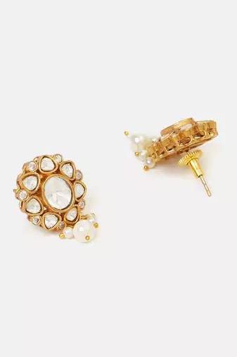 Gold plated kundan earrings
