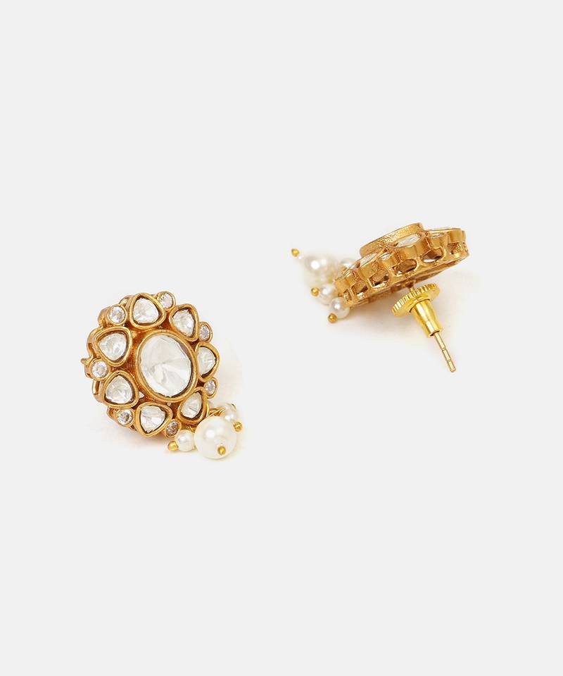 Gold plated kundan earrings