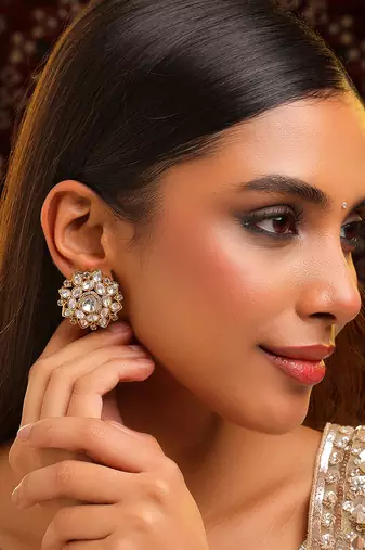 Gold plated kundan studs