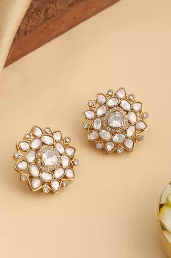 Gold plated kundan studs