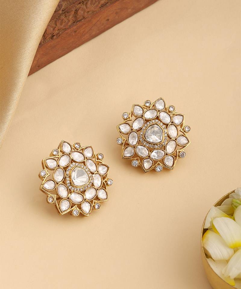 Gold plated kundan studs