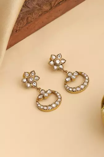 Gold plated kundan earrings