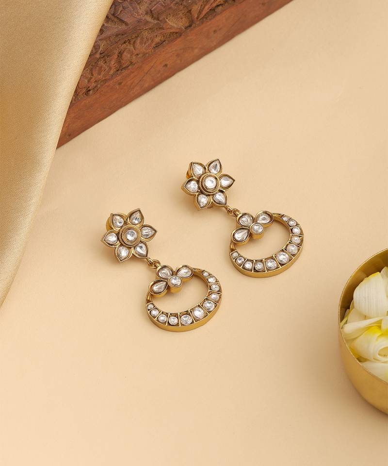Gold plated kundan earrings