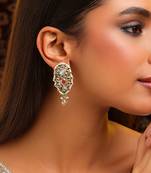 Gold plated kundan multicolor stones earrings