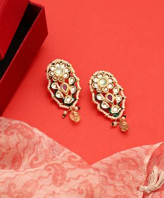 Gold plated kundan multicolor stones earrings 2