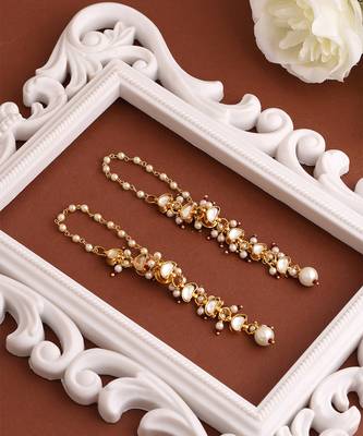 Gold plated kundan red stones earrings 2