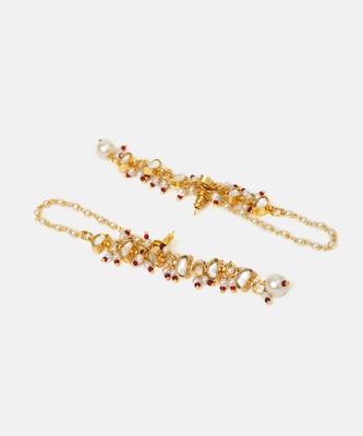 Gold plated kundan red stones earrings 4