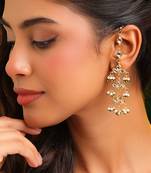 Gold plated kundan green stones earrings