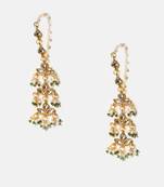 Gold plated kundan green stones earrings