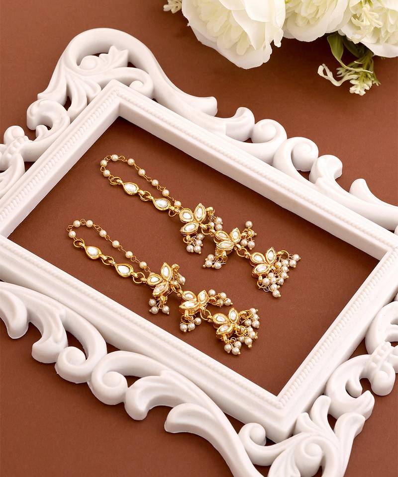 Gold plated kundan earrings