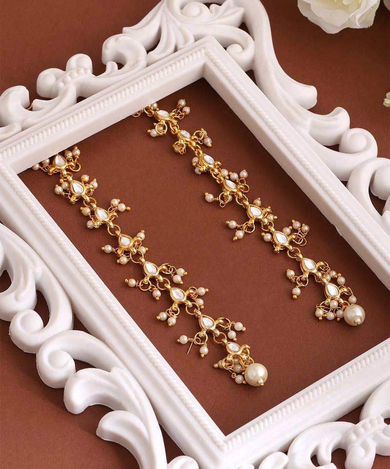 Gold plated kundan earrings