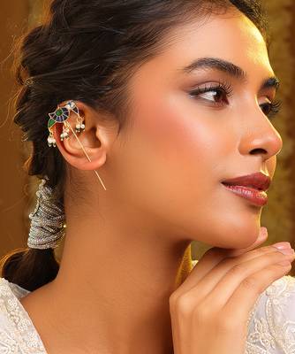 Gold plated kundan multicolor stones earrings 1