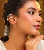 Gold plated kundan multicolor stones earrings
