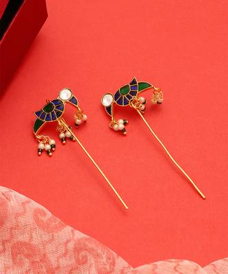 Gold plated kundan multicolor stones earrings 2