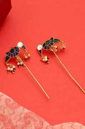 Gold plated kundan multicolor stones earrings