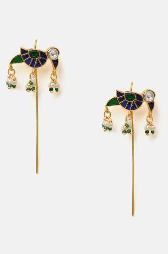 Gold plated kundan multicolor stones earrings