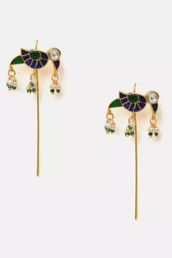 Gold plated kundan multicolor stones earrings
