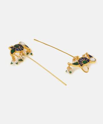 Gold plated kundan multicolor stones earrings 4