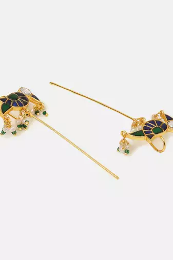 Gold plated kundan multicolor stones earrings