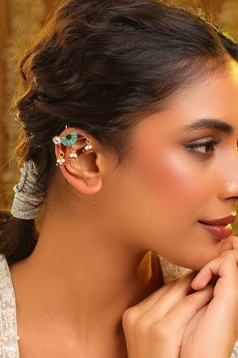 Gold plated kundan multicolor stones earrings