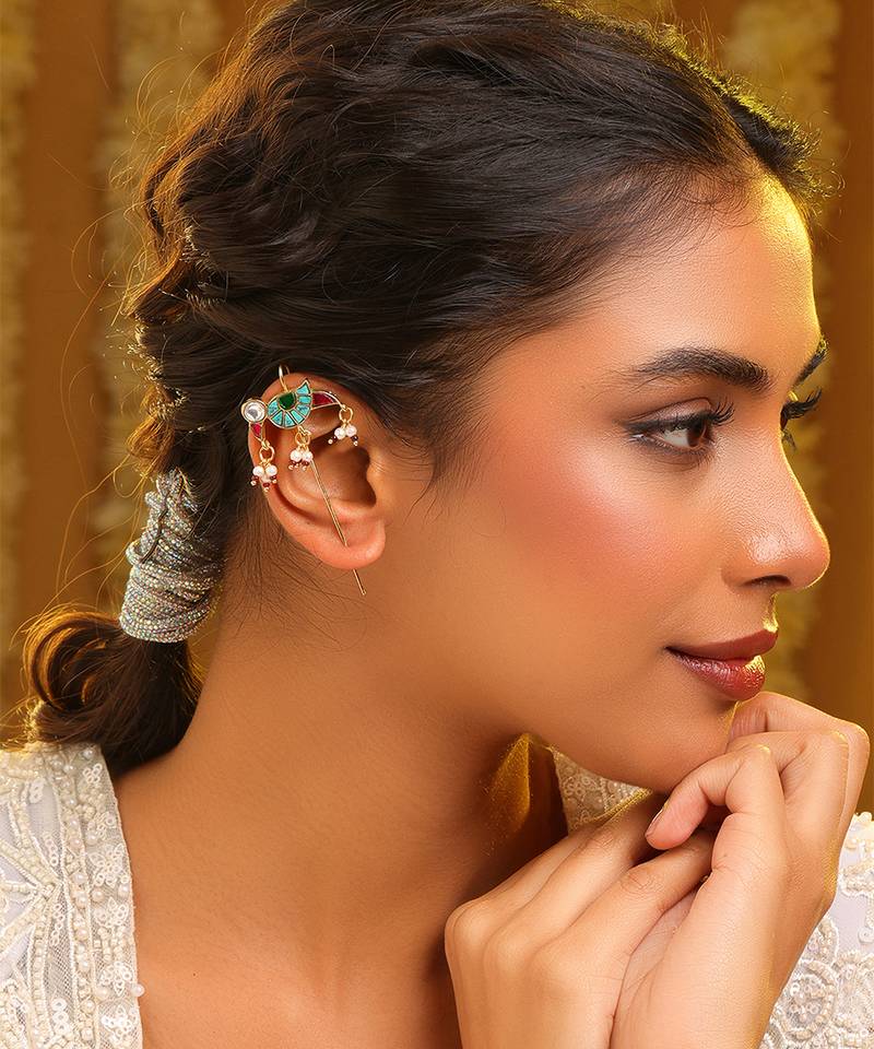 Gold plated kundan multicolor stones earrings