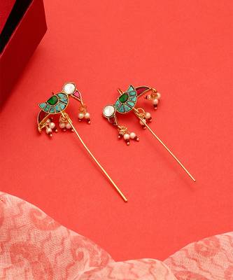 Gold plated kundan multicolor stones earrings 2