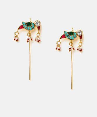 Gold plated kundan multicolor stones earrings 3