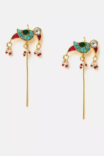 Gold plated kundan multicolor stones earrings