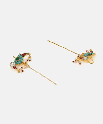 Gold plated kundan multicolor stones earrings 4