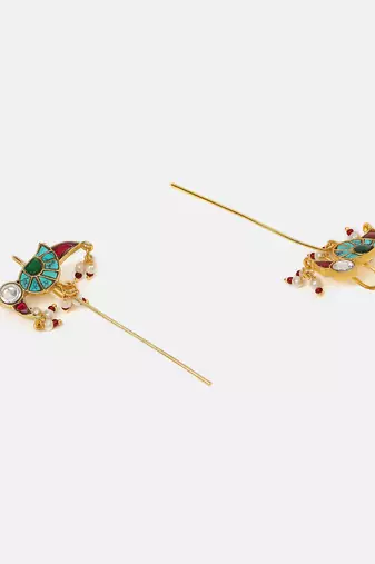 Gold plated kundan multicolor stones earrings