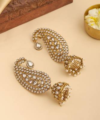 Gold plated kundan earrings 3