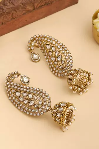Gold plated kundan earrings