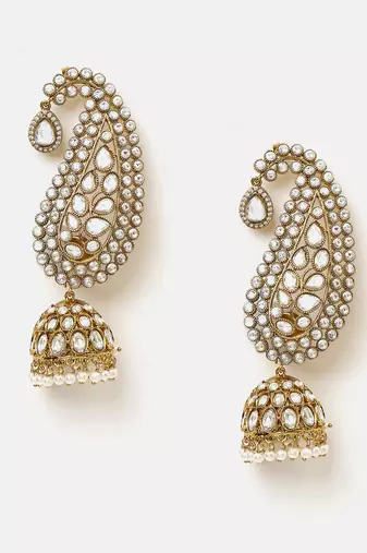 Gold plated kundan earrings