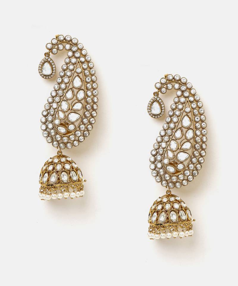 Gold plated kundan earrings