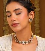 Gold plated kundan choker necklace set